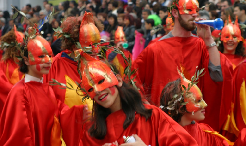 During carnival season, Rethymniots enjoy the freedom of anonymity offered by costumes and masks.