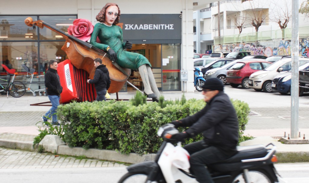 Every year giant figures appear in the streets of Rethymno announcing the arrival of the carnival. Photo: Mike Sweet