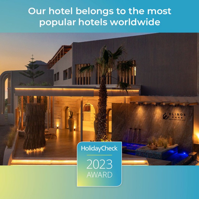 ELIROS MARE HOTEL AMONG THE TOP HOTELS IN CRETE – HOLIDAYCHECK AWARD 2023