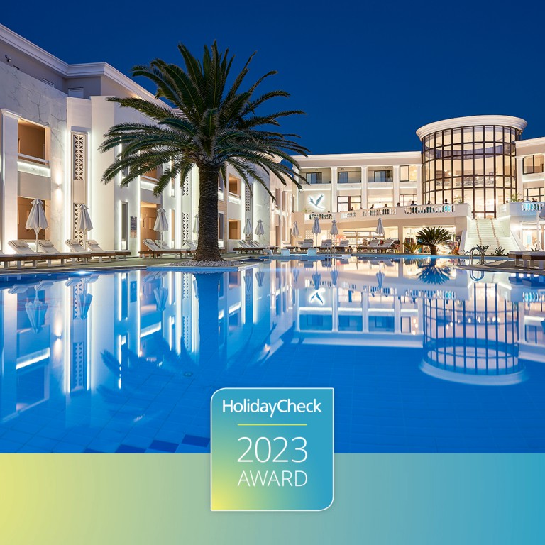 MYTHOS PALACE AMONG THE TOP HOTELS IN GREECE HOLIDAYCHECK AWARD 2023